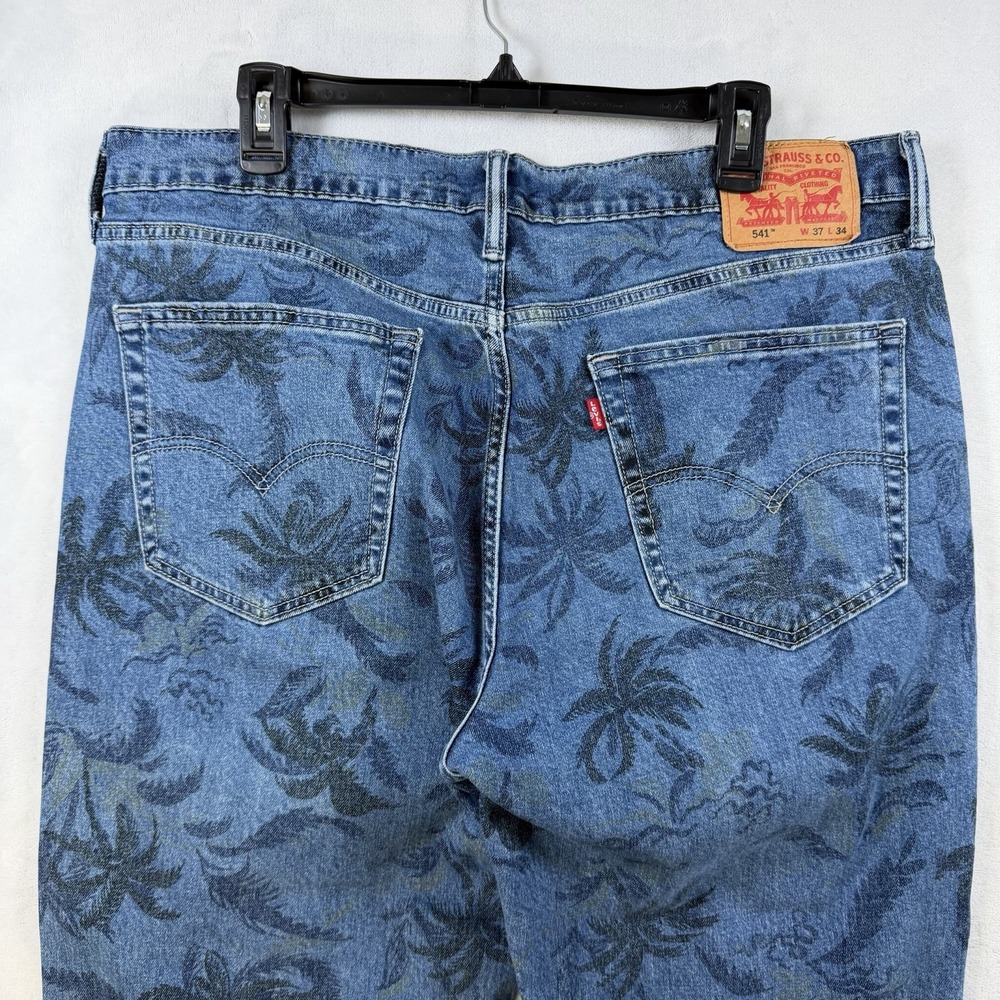Levi Strauss 541 Athletic Taper Fit Men's 37x34 Jeans Palm Tree Tiki Bar Pants
